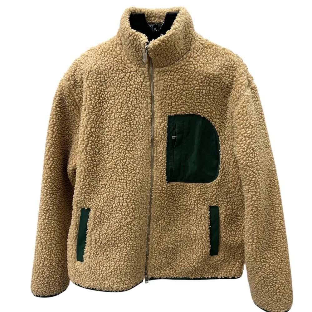 COS Teddy Fleece Jacket Cream Green Relaxed Fit Men’s M Cozy Minimalist